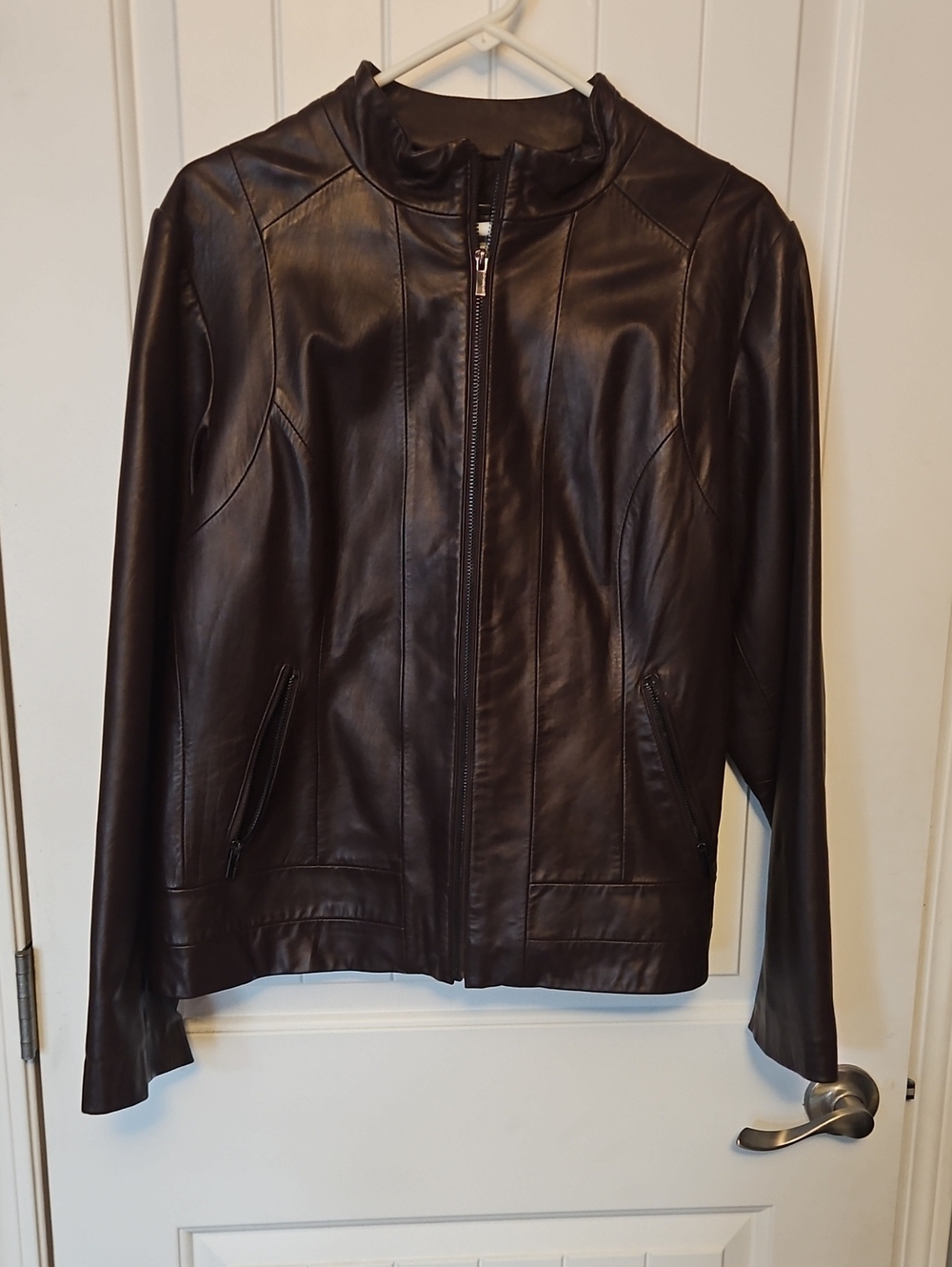 Wilsons Leather Dark Brown Women's Jacket with Subtle Pattern